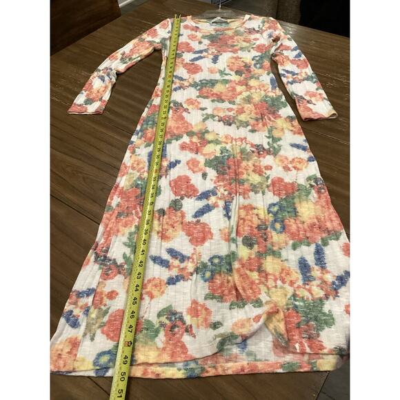 Sonnet James immy floral ribbed Long Sleeve sweater Dress Multicolor long midi S - Picture 13 of 14